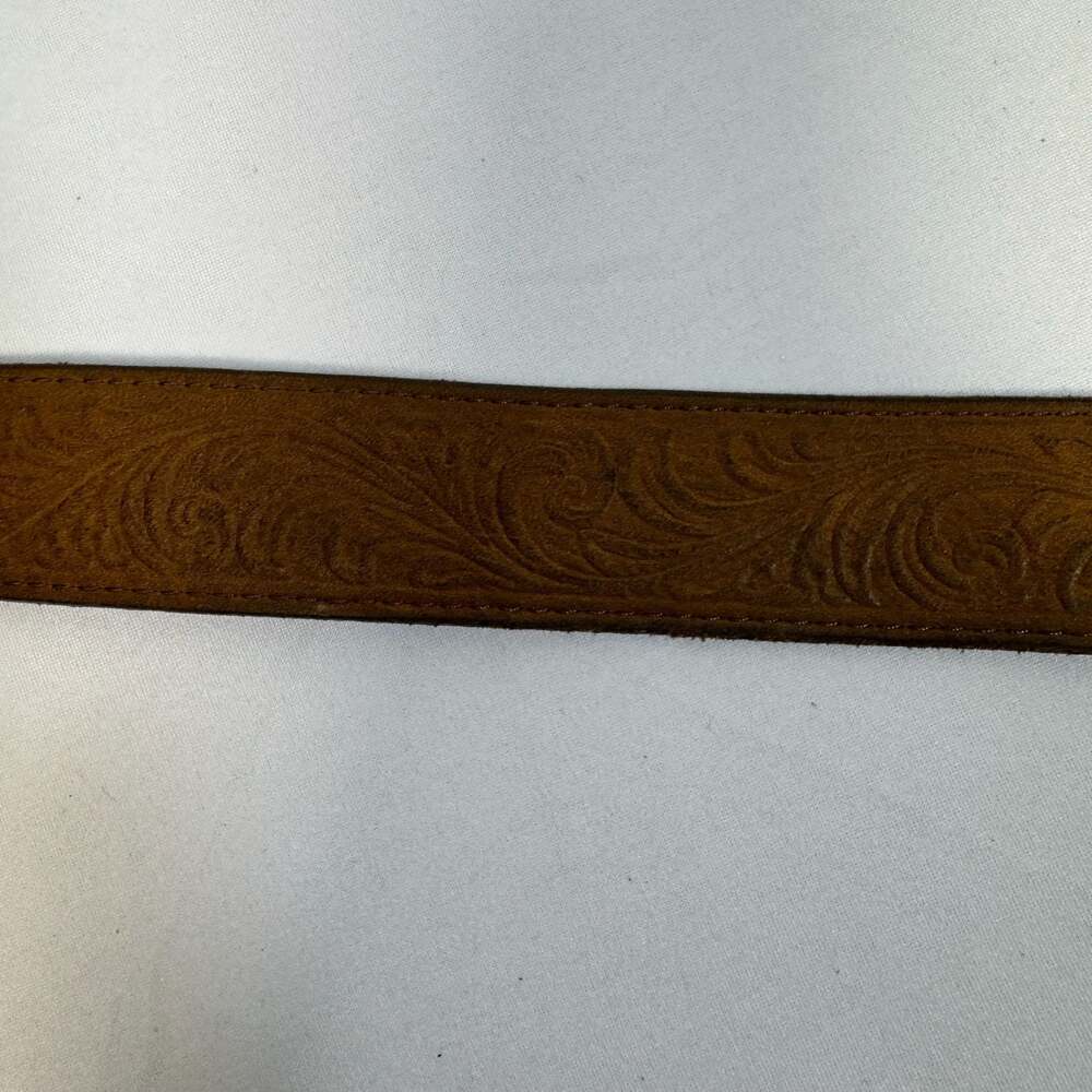 Justin Women’s Brown Western Scroll Tooled Leather Belt - Picture 2 of 6